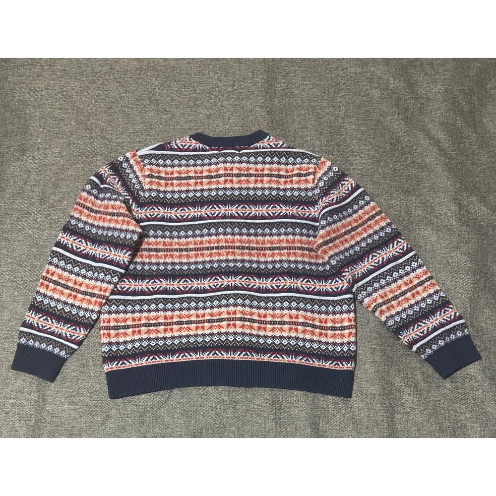 Old Navy Mens XL Sweater Fair Isle Knit Crewneck Navy Blue Multi